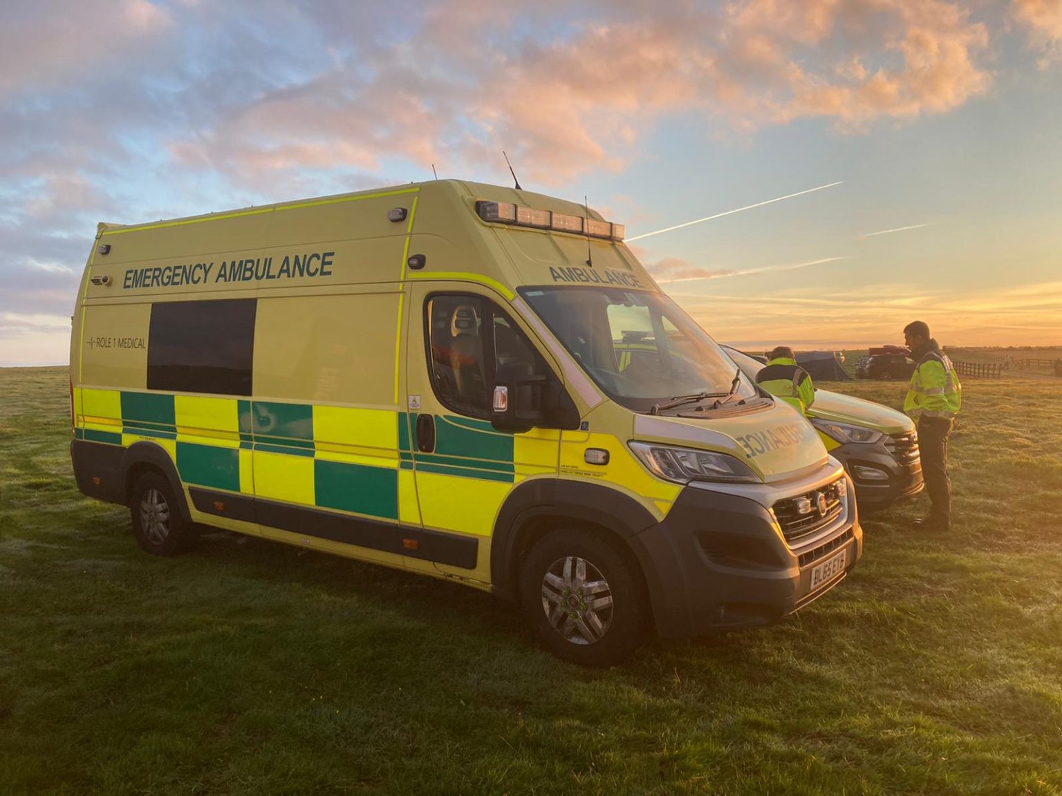 Ambulance and paramedics providing event medical cover at an outdoor event